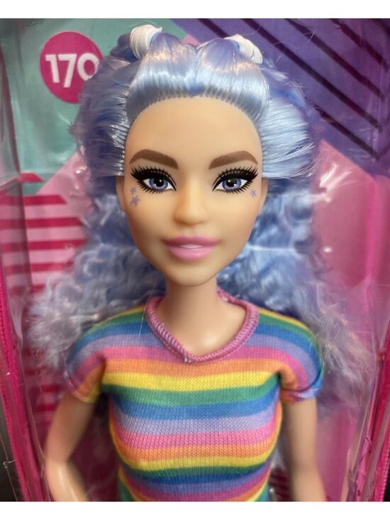 Mattel Other - Mattel Barbie Fashionista Doll 170 Blue Hair Rainbow Top Black Skirt NIB Rare